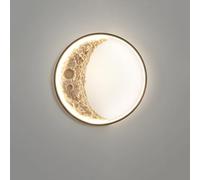 Modern Wall Lights Sconce Black Round Ring Moon Remote Control Dimmable-LED Lamp Indoor Ceiling for Living Room Hallway Stairs Foyer Wall Mounted Sconce