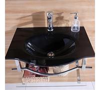 Modern Wall-Mount Bathroom Vanity Set with Tempered Glass Sink & Hot/Cold Faucet - Space-Saving Design for Small Bathrooms Stylish & Functional Home Upgrade