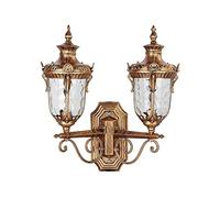 Modern Wall Mount Lamp, 2-Heads E27 IP44 Waterproof Outdoor Wall Lamp Glass Lantern Traditional European Victoria V-intage Wall Light Spotlight E27 Decoration Post Up Down Metal Wall Sconce Ligh