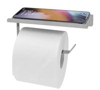 Modern Wall Mount Toilet Paper with Cell Phone Roll Holder with Shelf in Brushed Nickel - Durable Stainless Steel Bathroom Roll Holder with Bathroom Phone Holder - Ideal for Small Bathrooms