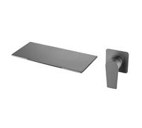 Modern Wall Mount Waterfall Faucet for Bathroom SinkSingle Handle Stainless Steel Tub Faucet with Hot & Cold Water Stylish Design for Contemporary Bathrooms