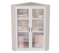 Modern Wall Mounted Bathroom Storage Rack Double Door Cabinet with Multi Layer Kitchen Seasoning Floating Shelf Space Saving Cosmetics Nizer for Sink Area