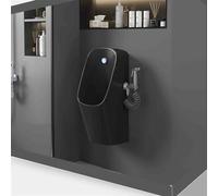 Modern Wall-Mounted Ceramic Urinal,Splash-Proof Male Urinal,Commercial Washout Urinals with Retractable,Intelligent Sensor Flush Male Urinals,for Small Bathrooms & Restrooms(Black-A)