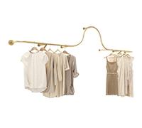 Modern Wall-Mounted Clothing Display Rack - Stylish Metal Apparel Showcase for Retail Stores Elegant Garment Storage Solution for Fashion Merchants.