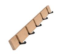 Modern Wall-Mounted Coat Rack - Heavy-Duty Bamboo Hanger for Entryway Kitchen Bathroom - 50cm with 5 Hooks 2 Installation Methods Stylish Wooden Design