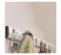 Modern Wall Mounted Coat Rack with 3/4/5/6/7/8 Hooks Retractable Design for Hanging Towels Clothes Keys Hats - Available in White Gray Black (23.8in / 60.7cm)