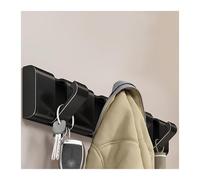 Modern Wall Mounted Coat Rack with Retractable Hooks Stylish Design for Hanging Towels Clothes Keys Hats - Available in Black Gray White (11.7 inches)