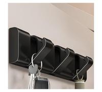 Modern Wall-Mounted Coat Rack with Retractable Hooks - Stylish Storage for Towels Clothes Keys & Hats - Available in Black White Gray (22cm/8.6in)