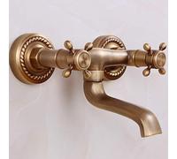 Modern Wall-Mounted Double Handle Hot and Cold Water Faucet,Antique Copper Tub Faucet in The Wall with Cold and Hot Tap Pan Kitchen Taps Full Moon