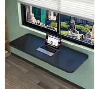 Modern Wall-Mounted Floating Desk, Space-Saving Folding Table for Small Spaces, Drop-Leaf Design for Home Office, Study, Kitchen, Laundry - Black, 65x24cm (26x9in)