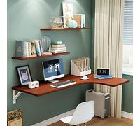 Modern Wall Mounted Folding Desk Convertible Floating Table Easy Install Max Load 110lb Space-Saving Design 5 Colors Available (Brown 100x70x50cm)