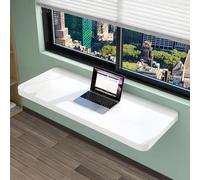 Modern Wall-Mounted Folding Desk Space-Saving Drop-Leaf Table for Small Spaces Ideal for Home Office Study Laundry & Kitchen White 52x24cm (20x9in)
