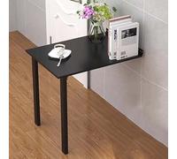 Modern Wall-Mounted Folding Dining Table - Versatile Drop-Leaf Desk with Iron Support Legs for Kitchen, Laundry, Office & Restaurant - Space-Saving Flip-Up Workstation (Black 80x60cm)
