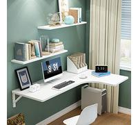 Modern Wall Mounted Folding Table Convertible Floating Desk Easy Installation 110lb Capacity 5 Colors: White Black Gray Blue Red - Compact 70x50x30cm/28x20x12in