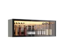 Modern Wall Mounted Glass Display Cabinet for Kitchen & Dining Room - Stylish Pantry Storage with Doors Easy No-Drill Installation Ideal Decorative Shelf for Home nization
