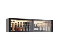 Modern Wall Mounted Glass Display Cabinet - Sleek Kitchen & Dining Storage with Doors No-Drill Easy Installation Ideal Pantry Solution for Home Décor & nization