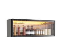 Modern Wall Mounted Glass Display Cabinet - Stylish Pantry Storage with Doors No-Drill Installation for Kitchen/Dining Room Elegant Hangingfor Home Decor