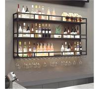 Modern Wall-Mounted Home Bar Unit with LED Light Wine Storage Rack & Glass Holder - 150CM Iron Display Stand for Kitchen Cafe & Dining Room