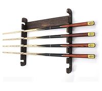Modern Wall Mounted Horizontal Wooden Pool Cue Rack for Billiard Room or Club Brown Color Cue Rack Organizer Holder for 6 Pool Sticks
