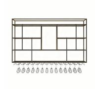 Modern Wall Mounted Metal Wine Rack4 Tier Floating Shelves for Wine Bottles & Glasses Large Capacity Goblet Holder with LED LightIdeal for Bars Restaurants & Home Décor (150cm/59in)
