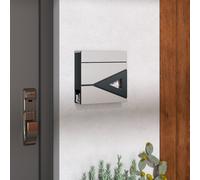 HOMCOM Modern Wall Mounted Post Box, Weatherproof Letterbox with Lock, Silver