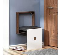 Modern Wall Mounted Shoe Bench Foldable Shower Stool Upholstered PU Leather Seat Invisible Entryway Shoe Rack 39.5x35.5x69.5 cm Stylish & Space Saving Design