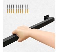 Modern Wall-Mounted Square Tube il Industrial Stair Rail for Indoor/Outdoor Steps Non-Slip Carbon Steel Grab Handle 440lbs Load Capacity for Loft & Porch