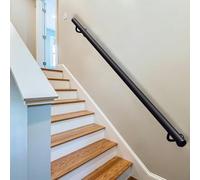 Modern Wall Mounted Stair il - Non-Slip Safety Banister for Indoor/Outdoor Steps Round Tube Design Complete 39in Kit for Deck & Porch Railing