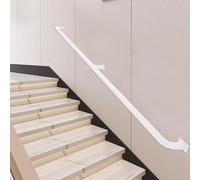 Modern Wall-Mounted Stair Railing 30-600cm Adjustable Indoor/Outdoor il Galvanized White Metal with Wall Brackets (Size: 9.2ft/280cm)
