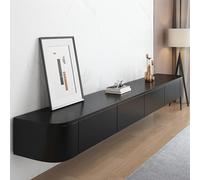 Modern Wall Mounted TV Cabinet Floating TV Stand with Storage Doors & Drawers for Living Room & Bedroom Sleek Black Design 140CM Ample Space