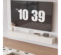 Modern Wall-Mounted TV Stand - 55" Floating Media Console, Elegant Wooden Effect Storage Unit for Living Room, 120cm/47.2" White Finish, Stylish Home Entertainment Furniture.