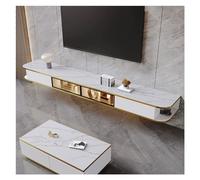Modern Wall-Mounted TV Stand, 78.7"/94.4" Mobile Entertainment Unit with 2 Drawers & 2 Doors, Fully Assembled, White, 200x23x30cm - Stylish Home Furniture Solution