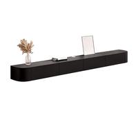 Modern Wall Mounted TV Stand Floating Entertainment Center with Drawers & Doors Black TV Shelves for Living Room Large Storage Media Console (180x24x20cm)