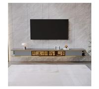 Modern Wall-Mounted TV Stand with 2 Drawers & 2 Doors, Fully Assembled, 78.7"/94.4" Entertainment Center for TVs, Gray, 200x23x30cm - Stylish & Functional Design