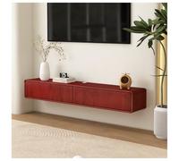 Modern Wall-Mounted TV Unit Cabinet - White Gloss Floating Media Stand with Cable Management Minimalist Storage 120cm Width Drop-Down Door for Living Room (Red)