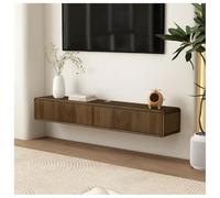 Modern Wall Mounted TV Unit - White Gloss Media Cabinet Minimalist Storage with Cable Hole for Living Room 120cm Walnut Drop-down Door Design