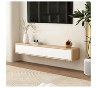 Modern Wall Mounted TV Unit - White Gloss Media Stand Minimalist Storage Cabinet with Cable Hole Living Room Entertainment Center (Brown & White 120cm Drop-down Door)