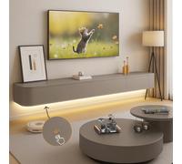 Modern Wall-Mounted TV Unit with LED Lights | Stylish Floating Media Console | Spacious Storage for Living Room & Office (Khaki, 120 cm)