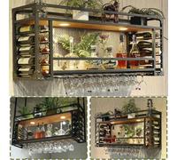 Modern Wall-Mounted Two-Tier Wine Rack 115 x 30 x 50 cm Industrial Metal Design Perfect for Home Restaurants and Bars Space-Saving Wine Sto Solut.