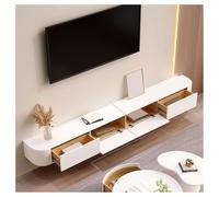 Modern Wall-Mounted White Floating TV Cabinet - Solid Wood Media Console with Storage Drawers Long Entertainment Center Cable Management Hole Stylish Design (300x24x20cm)