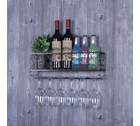 Modern Wall Mounted Wine Rack - 31.5in Metal Floating Holder for Wine Bottles & Glasses, Multifunctional Iron Kitchen Shelf for Home & Commercial Use, Stylish Storage Solution