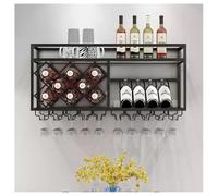 Modern Wall-Mounted Wine Rack- Floating Bar Rack with Glass Holder,Heavy-Duty Black Metal Shelf Display for Bottles & Stemware Rack for Home Bar,Kitchen & Dining Room (Gold, 39.3in/100cm)