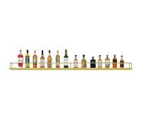 Modern Wall Mounted Wine Rack,Liquor Shelf With LED Lighting,Metal Bar Shelves For Bottle Display,Floating Storage With Glass Holder For Dining Room,Kitchen,Bar(Gold(Without hook),120cm/47.3in)