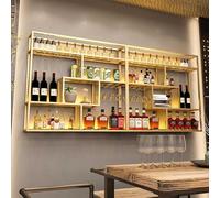 Modern Wall Mounted Wine Rack with LED Light & Glass HolderStylish Gold Wine Storage Shelf for Home Bar 150x20x120cm Perfect Wine Display & Organizer