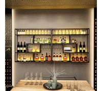 Modern Wall Mounted Wine Rack with LED Light Wine Glass Holder & Bar Shelf Stylish Black Wine Storage Display for Home Bar 150x20x120cm