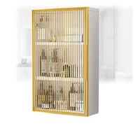Modern Wall-Mounted Wooden Bathroom Cabinet with 2 Doors Metal Shower Box Stylish Storage Solution for Laundry & Living Rooms 35x14x75 cm Space-Saving Design.