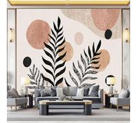 Modern Wall Mural Non-Woven Wallpaper Colorful - Abstract Texture Leaves Circles Design for Living Room & Bedroom Decor, Large Removable Wall Decoration, No Self-Adhesive, 200 x 140 cm (W x H)