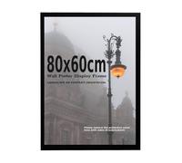 Modern Wall Photo Frame - Contemporary Home Office Decor - 80 x 60 cm Display Poster- Clear Acrylic Front - MDF Backing With Bothways Wall Hanging Hooks (60x80 cm)