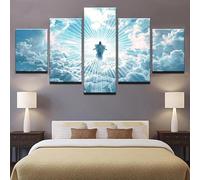 Modern Wall Pictures XXL Living Room Home Decor 5-Piece Canvas Pictures Creative Gift Wall Decoration HD Print Poster 5-Piece Wall Picture Jesus Christ Jesus on the Cross