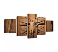 Modern Wall Pictures XXL Living Room Home Decor 5-Piece Canvas Pictures Creative Gift Wall Decoration HD Print Poster 5-Piece Wall Picture Jesus Christ Jesus on the Cross